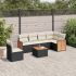 Set canapele de grădină cu perne, 7 piese, negru, poliratan GartenMobel Dekor