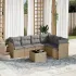 Set canapele de grădină, 7 piese, cu perne, bej, poliratan GartenMobel Dekor