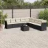 Set canapele de grădină cu perne, 10 piese, negru, poliratan GartenMobel Dekor