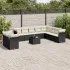 Set canapele de grădină cu perne, 11 piese, negru, poliratan GartenMobel Dekor