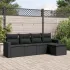 Set mobilier de grădină cu perne, 5 piese, negru, poliratan GartenMobel Dekor