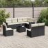 Set mobilier de grădină cu perne, 9 piese, negru, poliratan GartenMobel Dekor