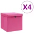 Cutii depozitare cu capac, 4 buc., negru, 28x28x28 cm GartenMobel Dekor