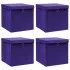 Cutii depozitare cu capac, 4 buc., negru, 28x28x28 cm GartenMobel Dekor