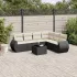 Set canapele de grădină cu perne, 7 piese, negru, poliratan GartenMobel Dekor