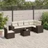 Set canapele de grădină cu perne, 7 piese, negru, poliratan GartenMobel Dekor