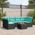 Set canapele de grădină cu perne, 7 piese, negru, poliratan GartenMobel Dekor