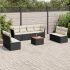 Set mobilier de grădină cu perne, 9 piese, negru, poliratan GartenMobel Dekor