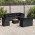 Set mobilier de grădină cu perne, 9 piese, negru, poliratan GartenMobel Dekor