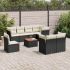 Set mobilier de grădină cu perne, 9 piese, negru, poliratan GartenMobel Dekor