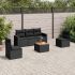 Set mobilier de grădină cu perne, 6 piese, negru, poliratan GartenMobel Dekor