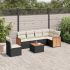 Set canapele de grădină cu perne, 7 piese, negru, poliratan GartenMobel Dekor