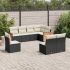 Set mobilier de grădină cu perne, 8 piese, negru, poliratan GartenMobel Dekor