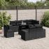 Set mobilier de grădină cu perne, 9 piese, negru, poliratan GartenMobel Dekor
