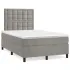 Pat box spring cu saltea, gri deschis, 140x190 cm, catifea GartenMobel Dekor