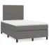 Pat box spring cu saltea și LED, negru, 120x190 cm, piele eco GartenMobel Dekor