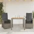 Set bistro de grădină cu perne, 3 piese, gri, poliratan GartenMobel Dekor
