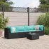 Set șezlonguri de grădină, 5 piese, cu perne, negru, poliratan GartenMobel Dekor