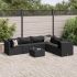 Set mobilier de grădină cu perne, 7 piese, negru, poliratan GartenMobel Dekor