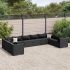 Set mobilier de grădină cu perne, 10 piese, negru, poliratan GartenMobel Dekor