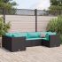 Set mobilier de grădină cu perne, 6 piese, negru, poliratan GartenMobel Dekor