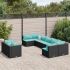Set mobilier de grădină cu perne, 9 piese, negru, poliratan GartenMobel Dekor
