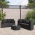 Set mobilier de grădină cu perne, 6 piese, negru, poliratan GartenMobel Dekor
