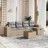 Set canapele de grădină, 6 piese, cu perne, bej, poliratan GartenMobel Dekor