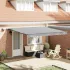 Copertină retractabilă manual cu LED, albastru&alb, 400x300 cm GartenMobel Dekor
