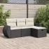 Set mobilier de grădină cu perne, 4 piese, negru, poliratan GartenMobel Dekor