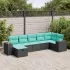 Set mobilier de grădină cu perne, 8 piese, negru, poliratan GartenMobel Dekor