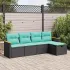 Set mobilier de grădină cu perne, 5 piese, negru, poliratan GartenMobel Dekor