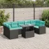 Set mobilier grădină perne 8 piese negru, poliratan/lemn acacia GartenMobel Dekor