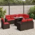 Set mobilier grădină perne 9 piese negru poliratan/lemn acacia GartenMobel Dekor