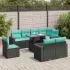 Set mobilier grădină perne 9 piese negru poliratan/lemn acacia GartenMobel Dekor