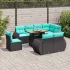 Set mobilier de grădină cu perne, 9 piese, negru, poliratan GartenMobel Dekor