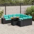 Set mobilier de grădină cu perne, 9 piese, negru, poliratan GartenMobel Dekor