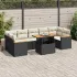 Set mobilier grădină perne 8 piese negru, poliratan/lemn acacia GartenMobel Dekor