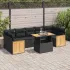 Set mobilier grădină perne 8 piese negru, poliratan/lemn acacia GartenMobel Dekor