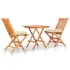 Set mobilier de bistro, 3 piese, cu perne crem, lemn masiv tec GartenMobel Dekor