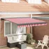 Cortina Retractabilă Roșu și Alb 300 x 250 cm Stofă și Metal GartenMobel Dekor