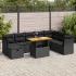 Set mobilier grădină perne 9 piese negru poliratan/lemn acacia GartenMobel Dekor