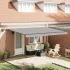 Cortina Retractabilă Manual Verde și alb 450 ×350 cm țesătură GartenMobel Dekor
