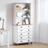 Hutch cu sertar ASKIM Alb 91 x 40 x 200,5 cm Lemn de pin masiv GartenMobel Dekor