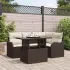 Set dining pentru exterior cu pernă 5 pcs Negru Rattan poli GartenMobel Dekor