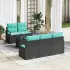 Set de canapea 6 pcs Negru și Turcoaz poliratan GartenMobel Dekor