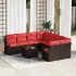 Set de canapea cu pernă Manual 9 pcs Maro și roșu poliratan GartenMobel Dekor