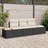 Set de canapele pentru grădină 3 pcs negru și crem Rattan poli GartenMobel Dekor