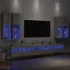 Comode TV de perete cu lumini LED, 7 piese, stejar fumuriu GartenMobel Dekor