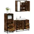 Set de mobilier pentru baie 3 pcs Stejar Negru Lemn compozit GartenMobel Dekor